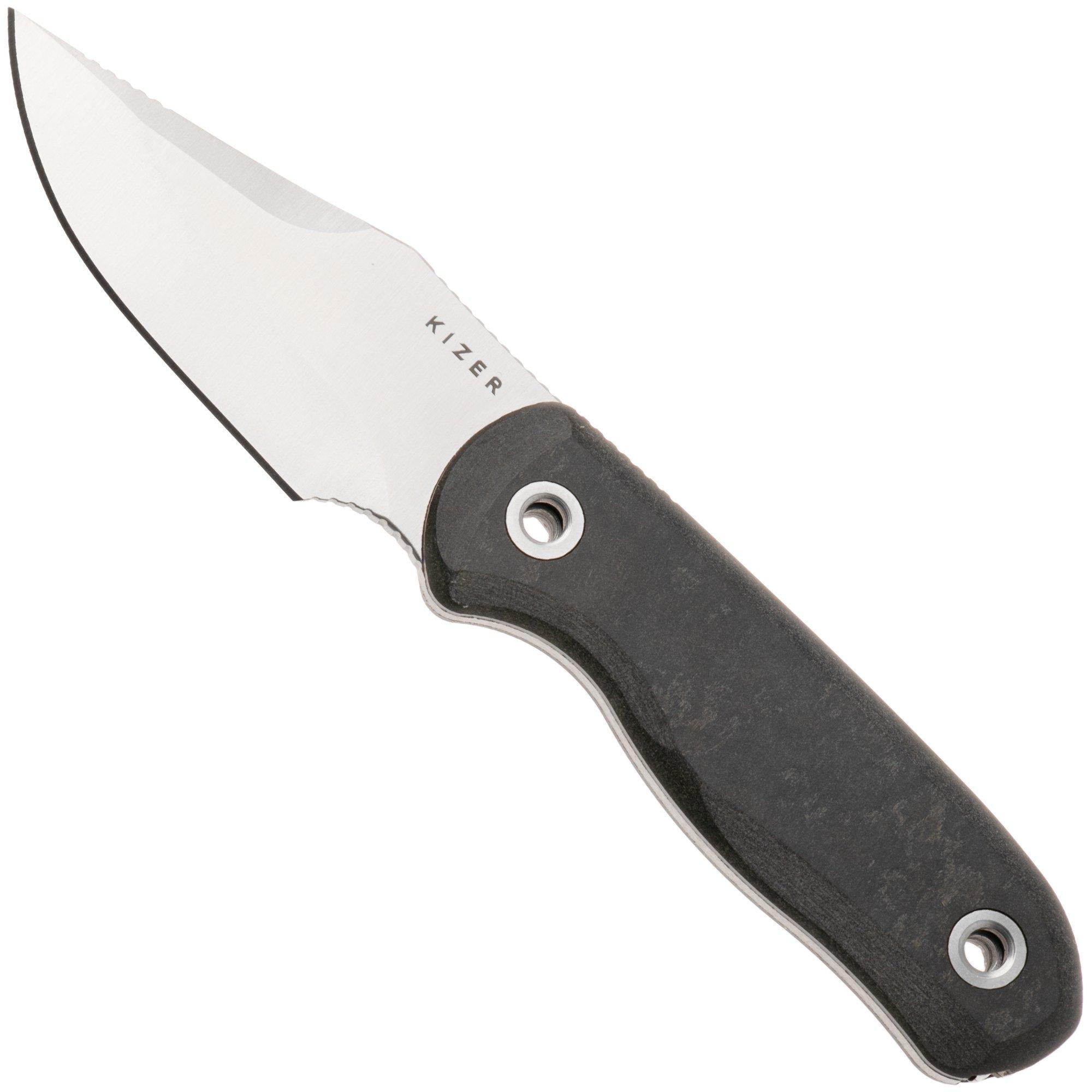 Kizer Vanguard Drop Bear Fix 1092A3 Clippoint Satin S45VN, Richlite, fixed knife, Azo design