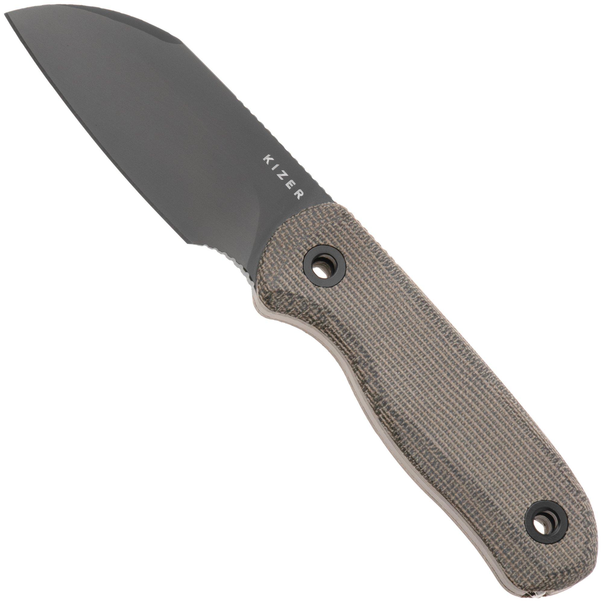 Kizer Vanguard Drop Bear Fix 1093A3 Sheepsfoot DLC S45VN, Norplex UltreX Micarta, couteau fixe, Azo design