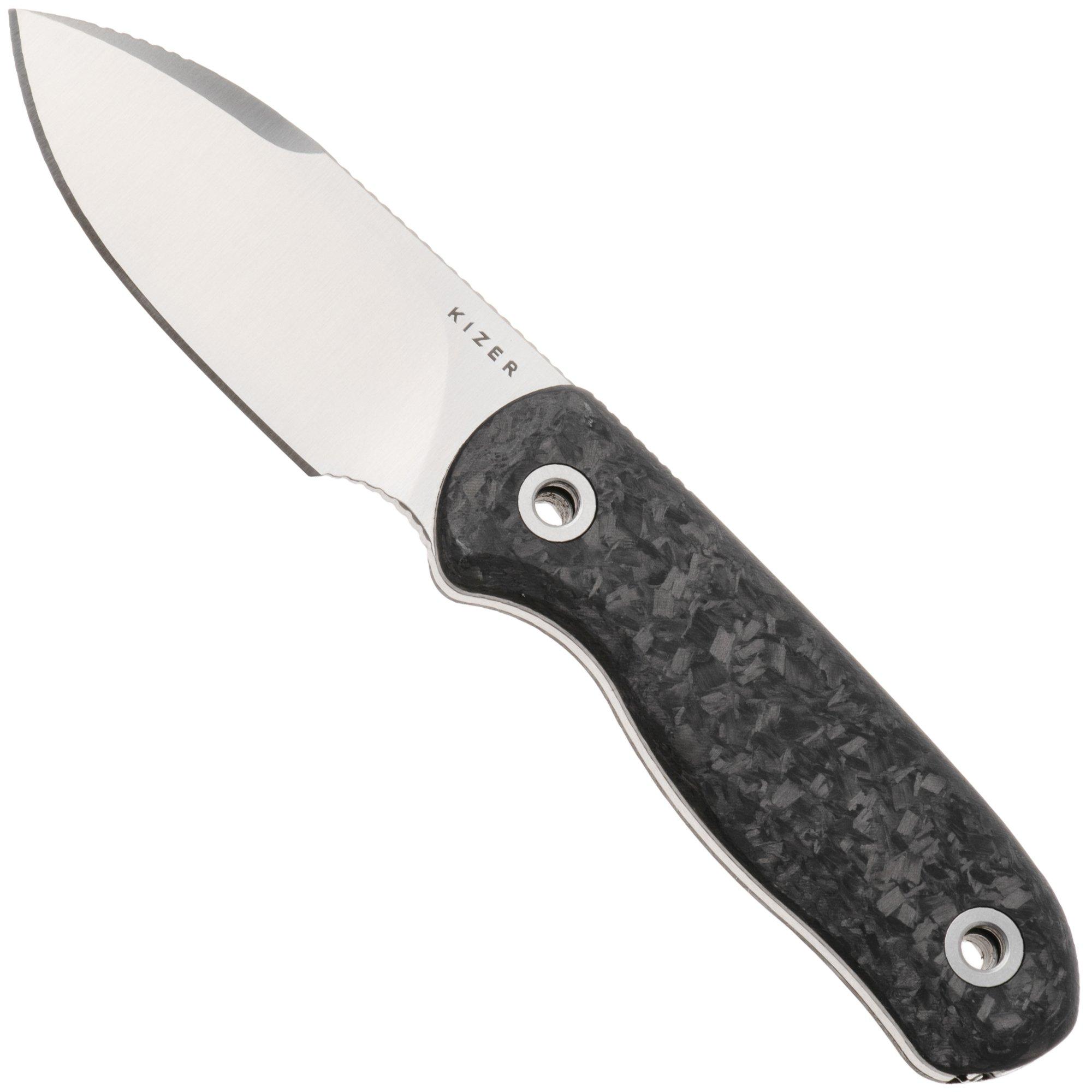 Kizer Vanguard Drop Bear Fix 1094A3 Satin M390, Carbonfiber, fixed knife, Azo design
