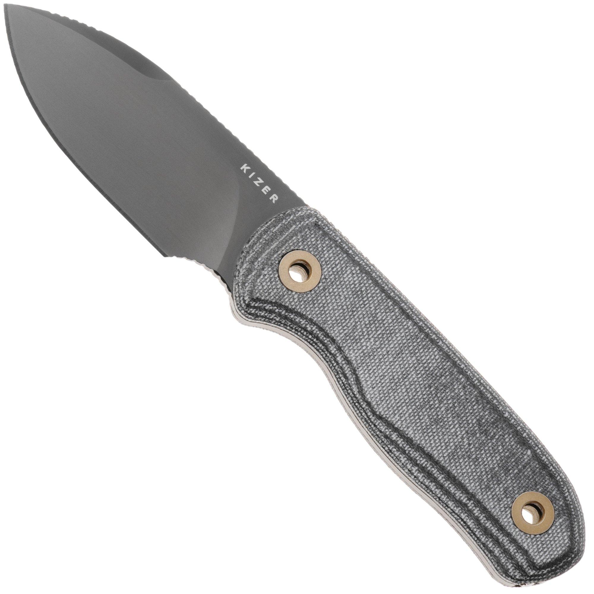 Kizer Vanguard Drop Bear Fix 1094A4 DLC S45VN, Grey Micarta, fixed knife, Azo design