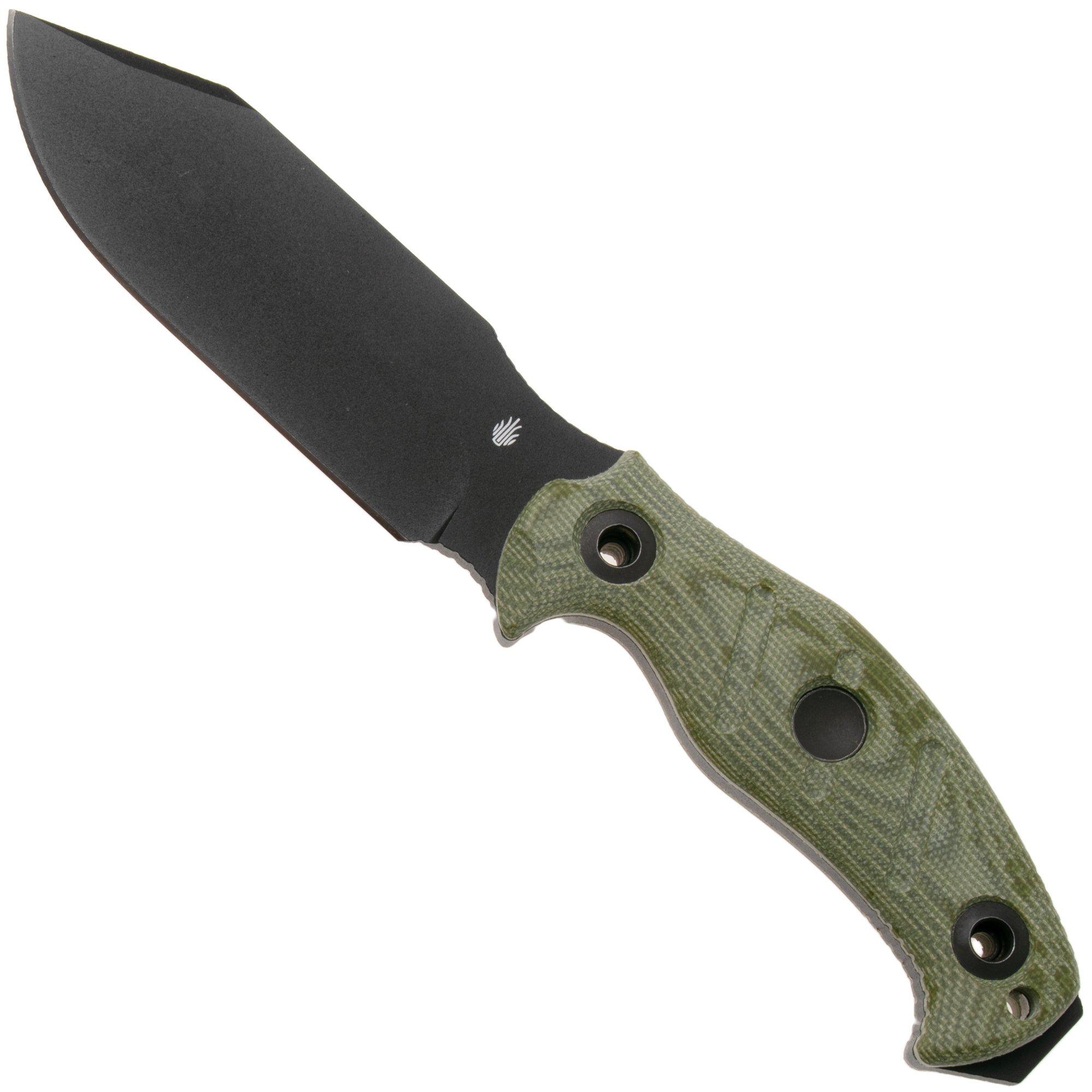 Kizer Sheepdog Survival 1105A4 Black 1095, Green Micarta, survival knife, Chris Conaway design