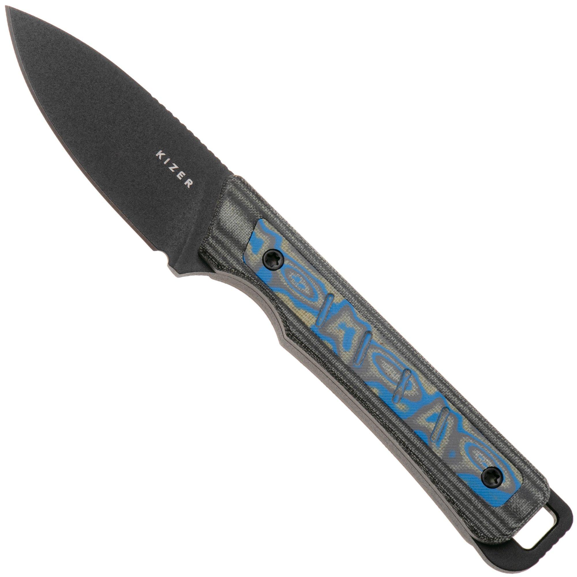 Kizer Whiskey Jack 1108A1 Black CPM 10V, Norplex UltreX Micarta & Vortex Micarta, Fahrtenmesser, Jonathan Styles Design