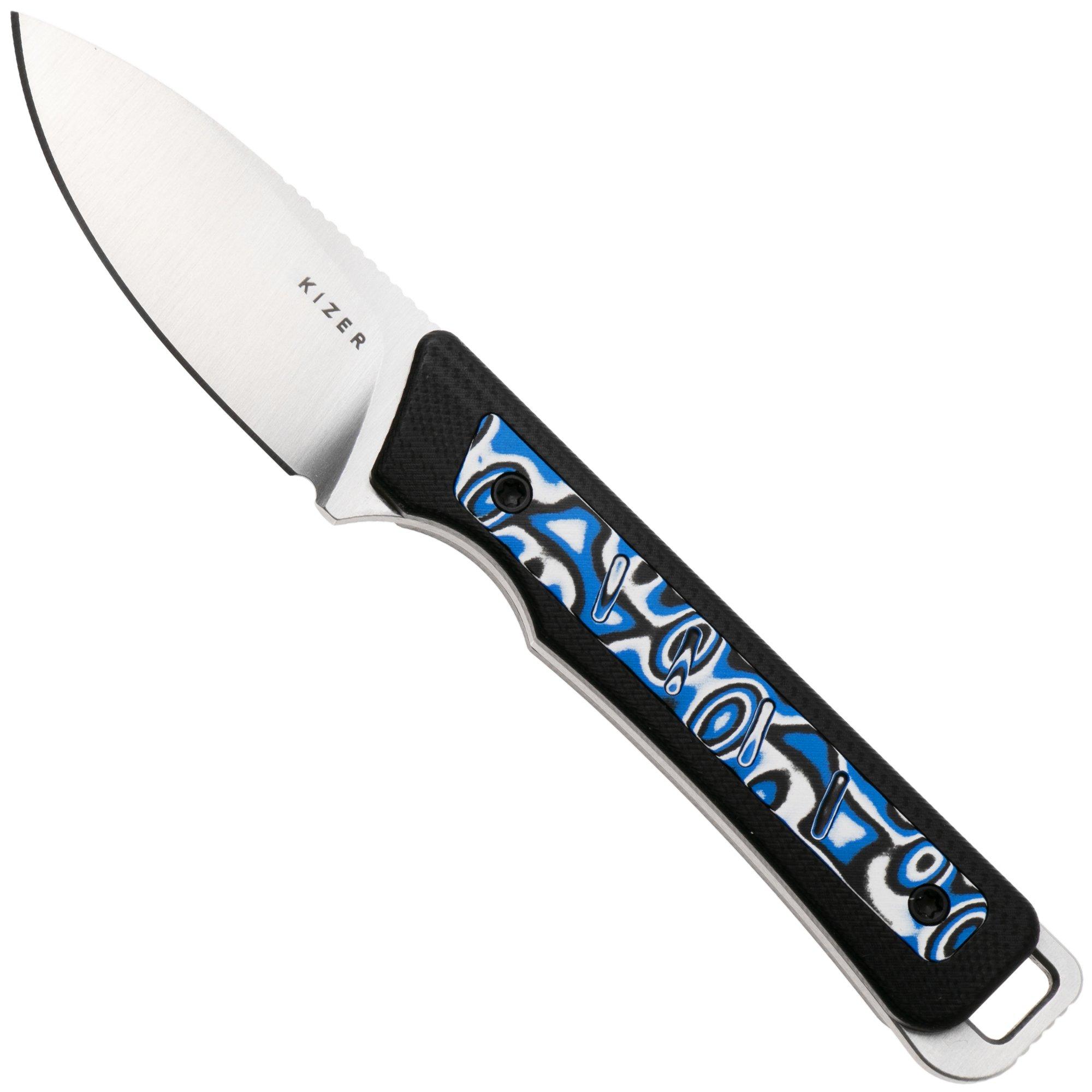 Kizer Whiskey Jack 1108A6 Satin AEB-L, G10 & Vortex Pattern Micarta, couteau de poche, Azo design