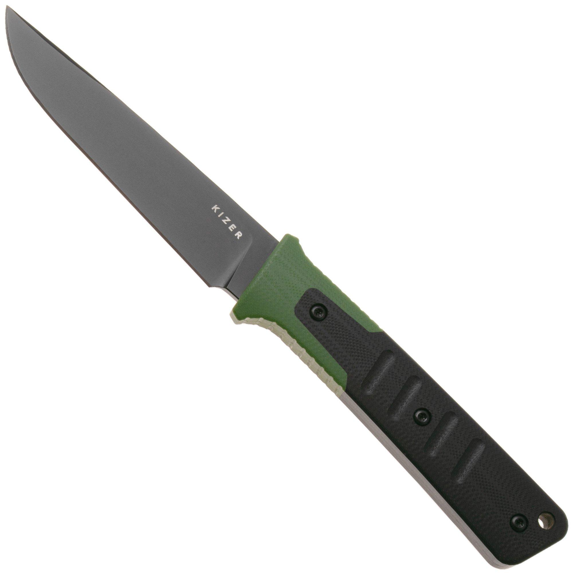 Kizer Area Eight 1113A2 PVD AEB-L, Black & Green G10, fixed knife, Jonathan Styles design