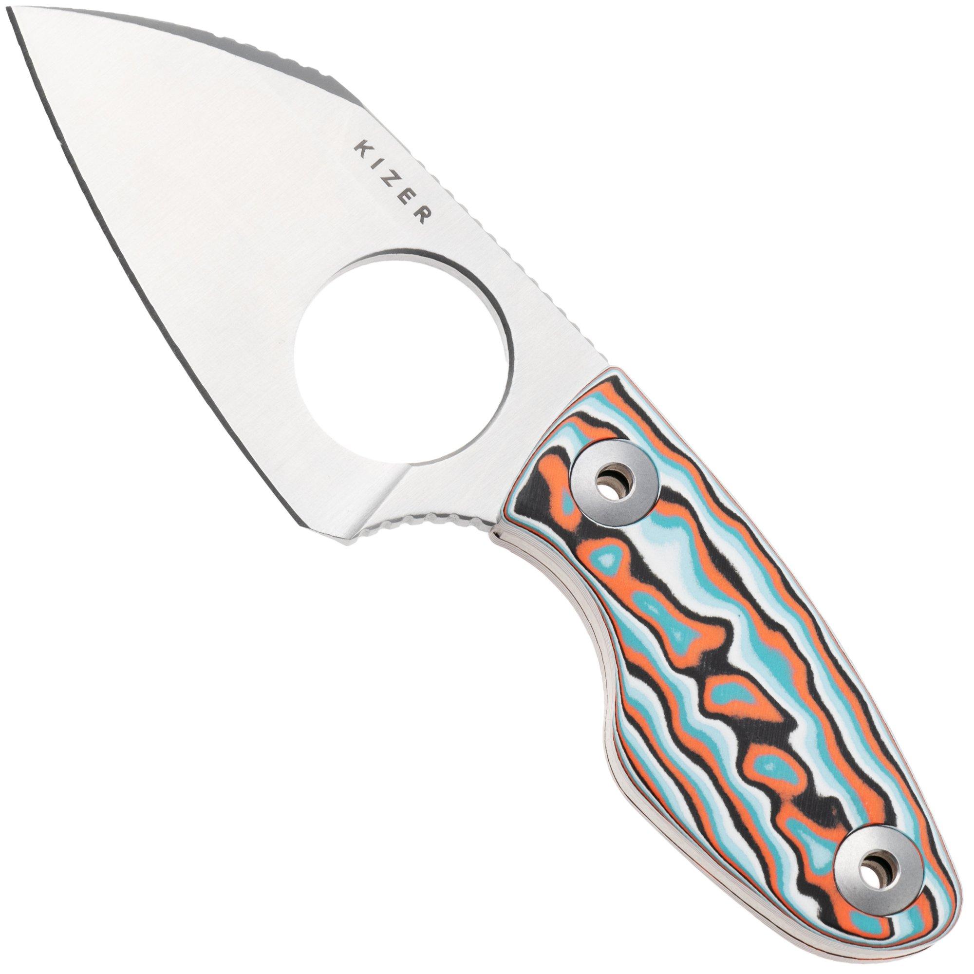 Kizer Nightjar 1114A3 Satin AUS-10, Vortex Pattern Micarta, fixed knife, Vincent Rizzo design