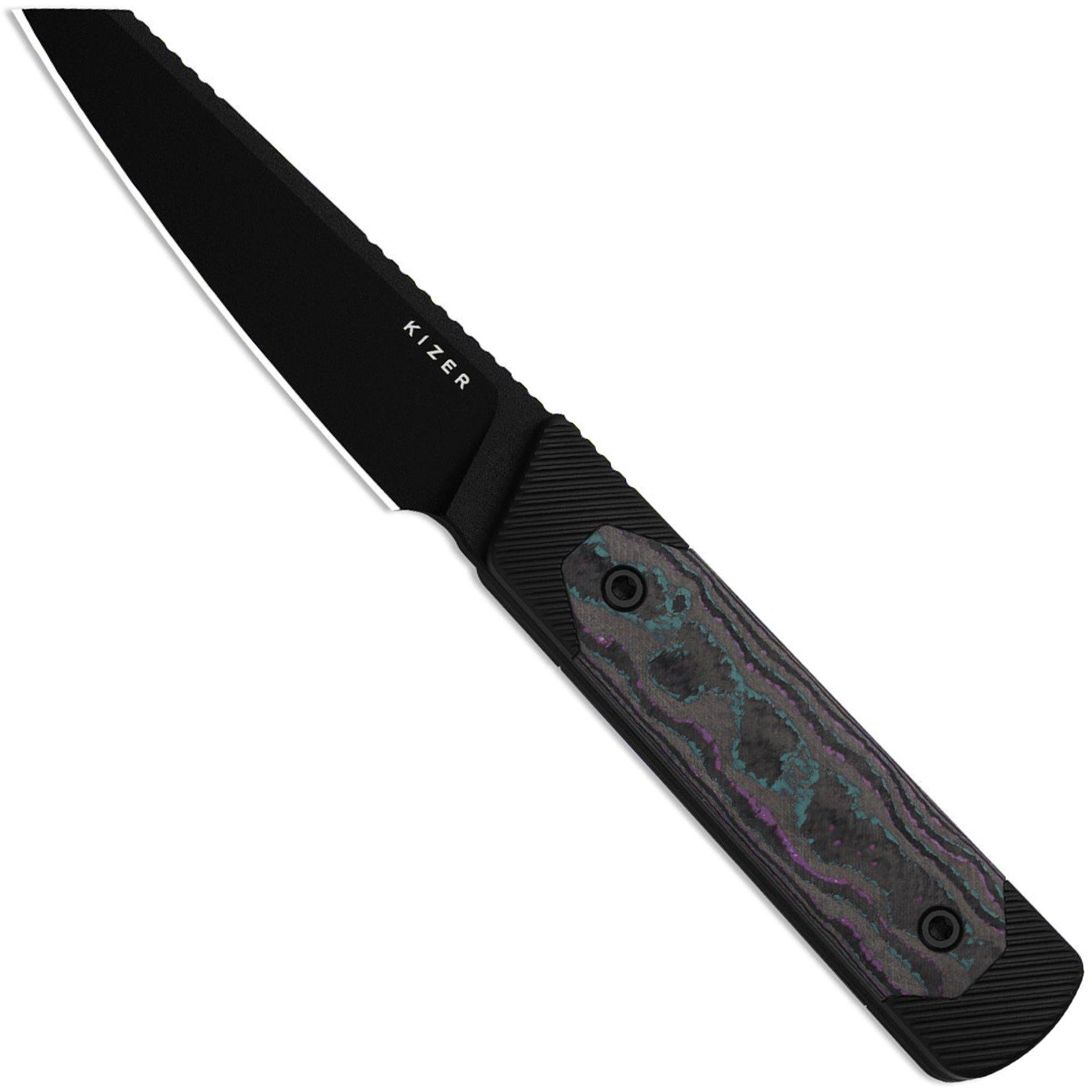 Kizer Hallow 1123A1 Black 10V, Aluminum & Camo Carbon Jazzy, fixed knife, Michael Herrick design