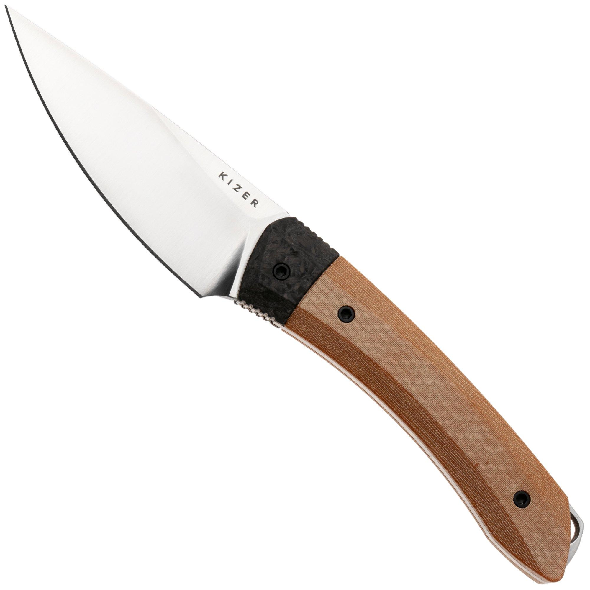 Kizer Momo Fix 3 1124A2 Satin S35VN, Norplex UltreX Micarta & Carbon Fiber, fixed knife