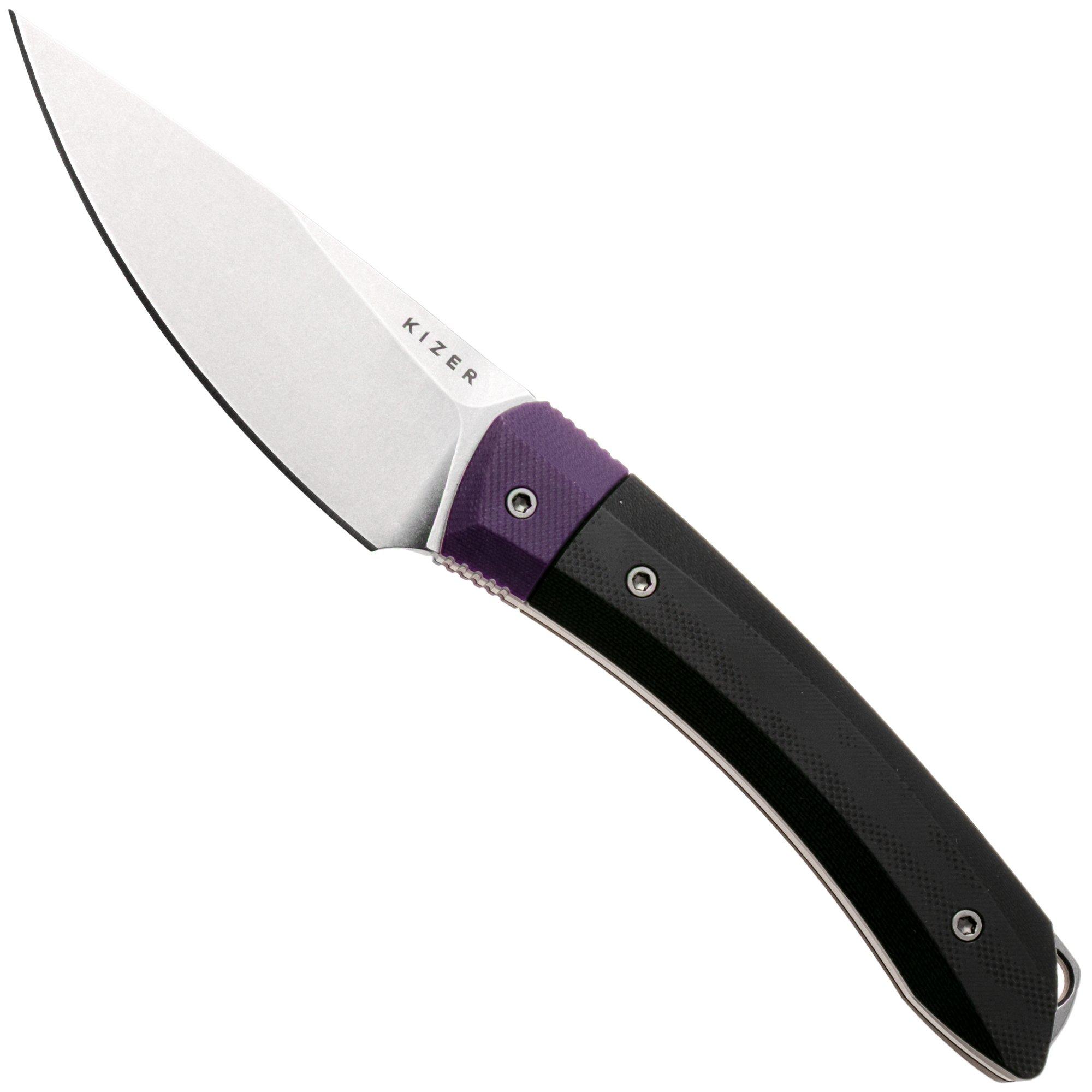 Kizer Momo Fix 3 1124A3 Stonewashed AEB-L, Black G10, fixed knife