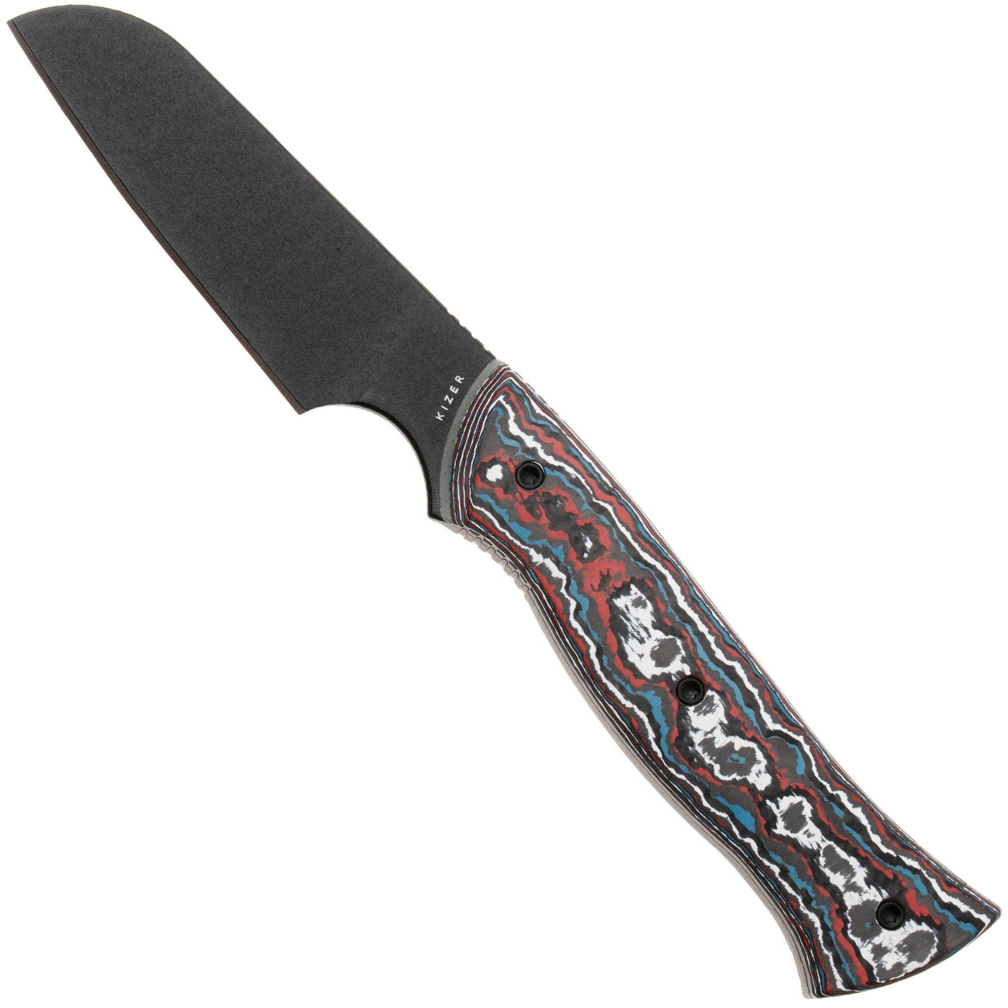 Kizer Whip Tail 1131A1, Black CPM 10V, FatCarbon Nebula & GID G10 fixed knife, Jordan Scolman design