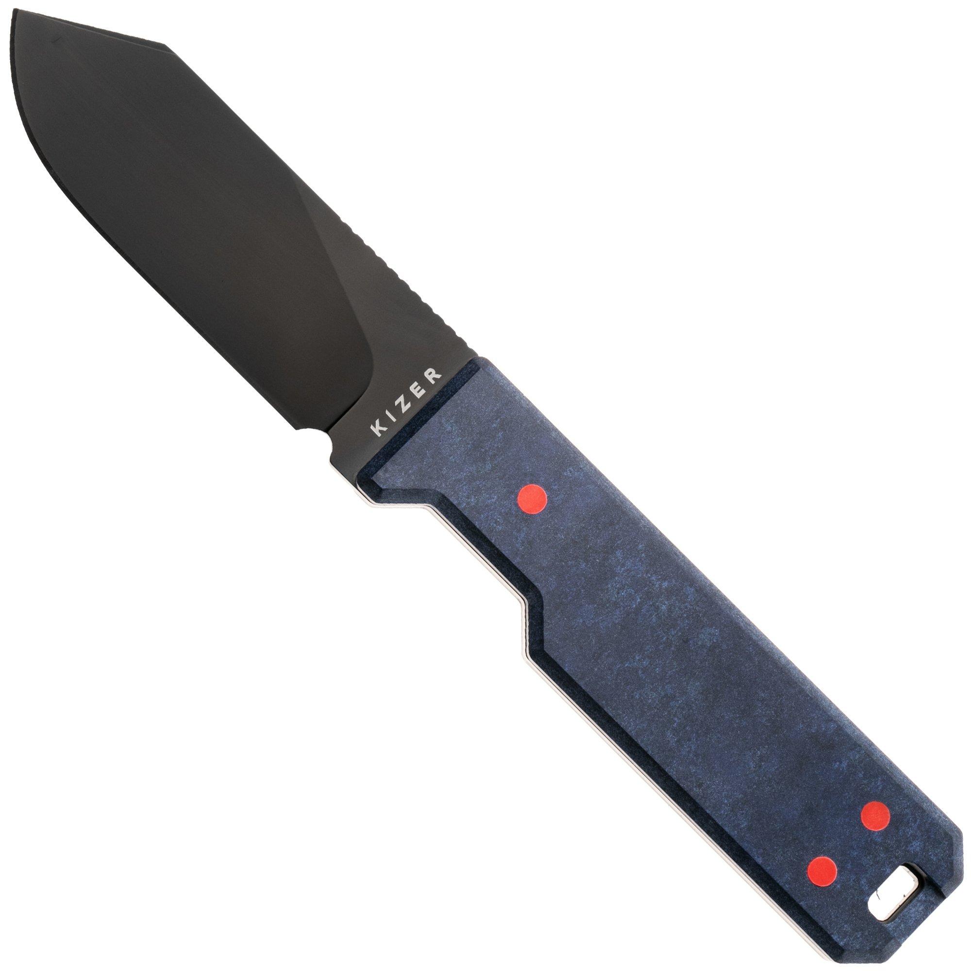Kizer Abrams 1133A1 Matte DLC CPM 3V, Richlite & Carbon Waves, couteau fixe