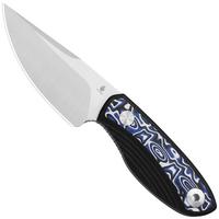 Image for Kizer Finch 1134A3, Satin Stonewashed AEB-L, Black G10/Vortex Pattern Micarta fixed knife, Vincent Rizzo design