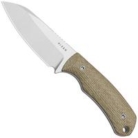 Afbeelding voor Kizer Field Mouse 1135A4, Satin 14C28N, Brown Norplex UltreX Micarta vaststaand mes, Jakeb Ginsberg design