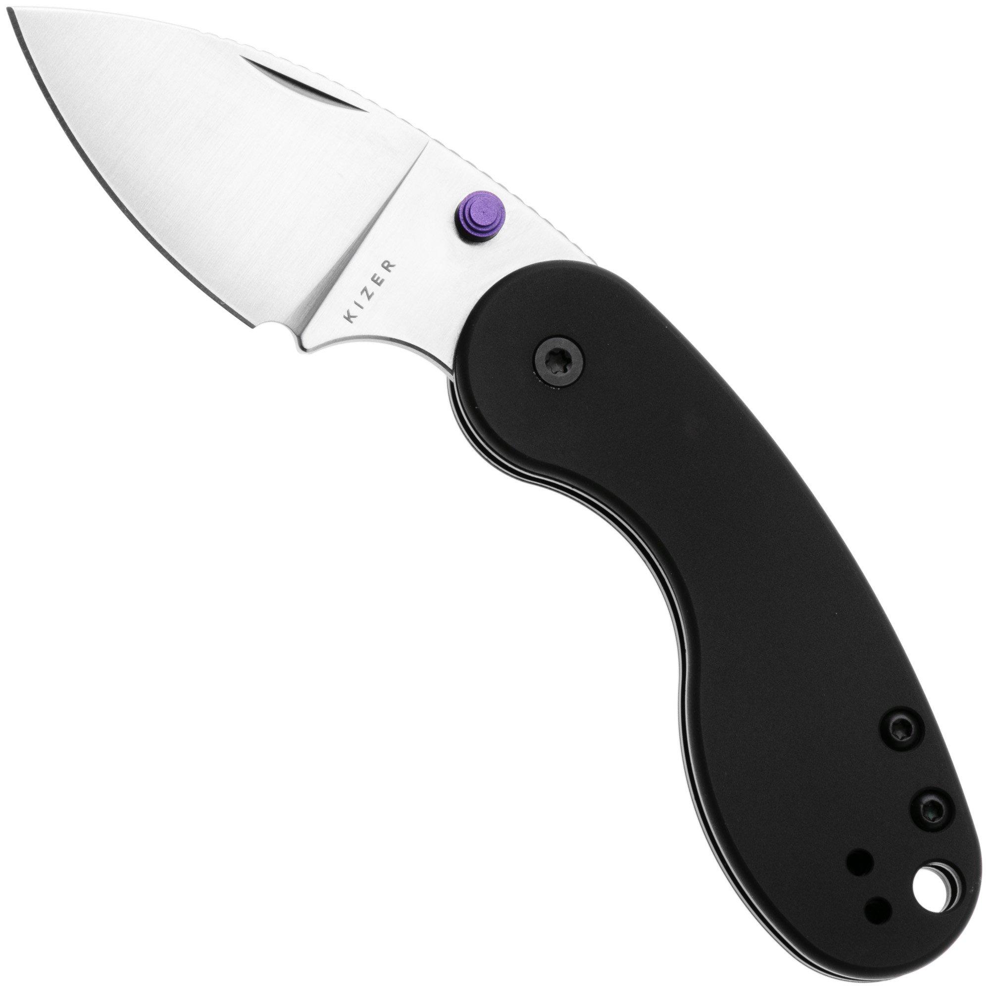 Kizer Microbe DSJ AirTi Ki2742DSJA1, Satin S35VN, Black Aluminium Taschenmesser, Maksim Epifantsev Design