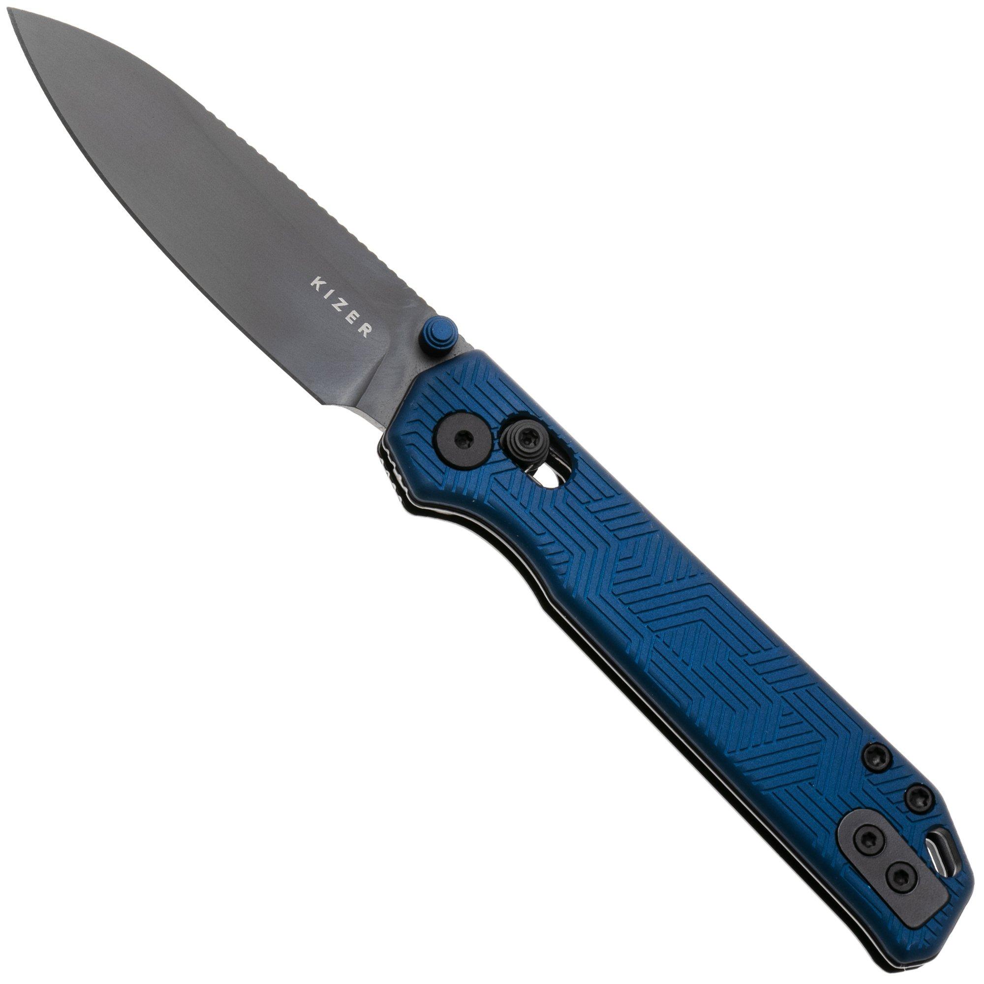 Kizer Begleiter 2.9 KI3458.2CDA1 Matte DLC S35VN, Blue Textured Aluminum, pocket knife, Azo design