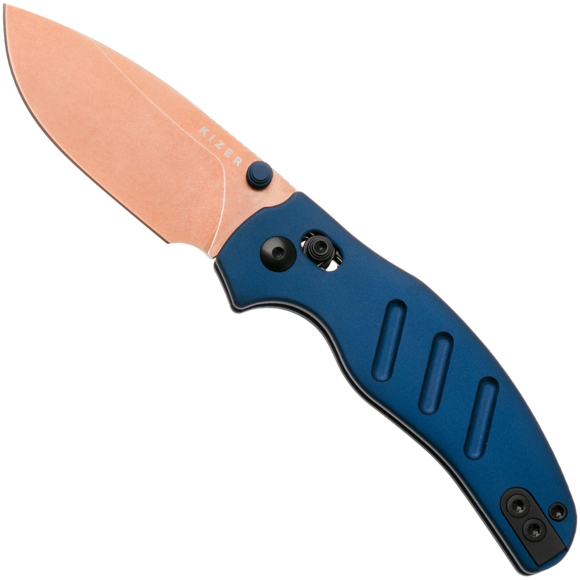 Kizer C01C 2.9 CD Sheepdog Ki3488.29CDA1 Sunset Metal PVD Elmax, Blue Aluminum, pocket knife