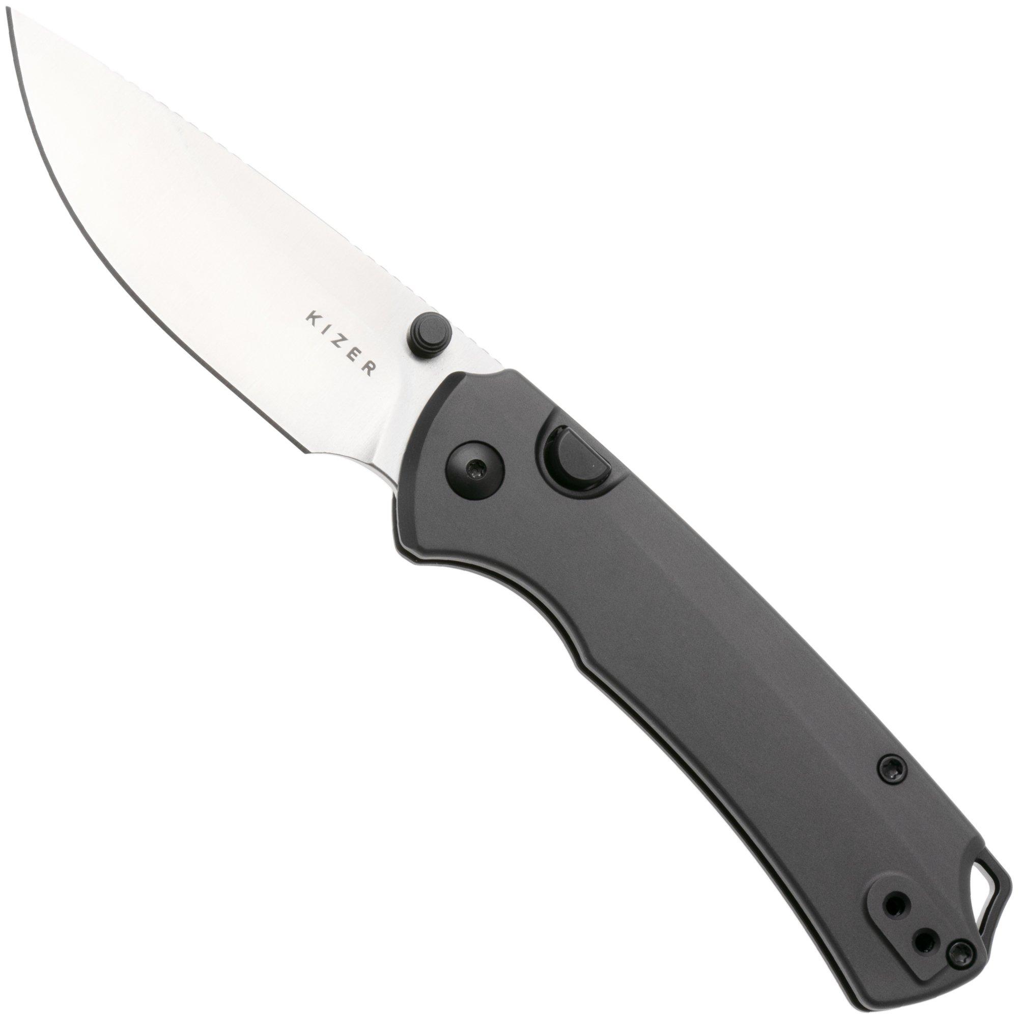 Kizer Task 1 BD KI3490.2BDA1 Satin Elmax, Gray Aluminium, navaja, diseño de Uli Hennicke Elmax