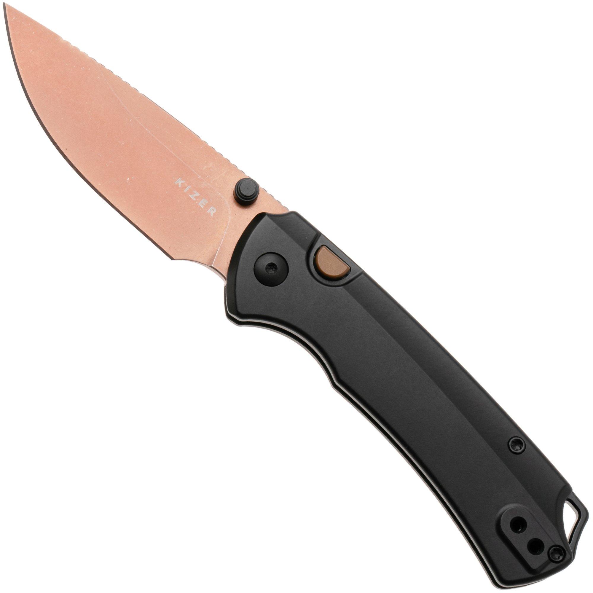 Kizer Task 1 BD KI3490.2BDA2 T1 BD Sunset PVD Elmax, Black Aluminium, pocket knife, Uli Hennicke design
