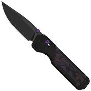 Afbeelding voor Kizer Militaw 315, Ki3634.31CDA1, Matte DLC Ultra Elmax, Black Aluminum/FatCarbon Purple Haze zakmes, Jonathan Styles design