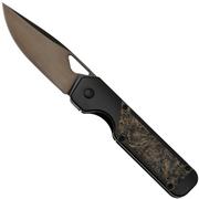 Kizer Militaw KI3634A3 Black S45VN, Contoured Black Titanium & Dark Matter Gold FatCarbon, navalha, Jonathan Styles design