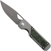 Kizer Mini Militaw, Ki3634SA2 Frame Lock, Blackwashed S45VN, Grey Titanium, Jungle Wear Fat Carbon Inlay, pocket knife, Jonathan Styles design