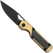 Kizer Mini Militaw, Ki3634SA3 Frame Lock, Black S45VN, Gold Titanium, Zalium Inlay, Taschenmesser, Jonathan Styles Design