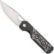 Kizer Mini Militaw Ki3634SA4 Frame Lock, Satin S45VN, Grey Titanium, Carbon Fiber, couteau de poche, Jonathan Styles design