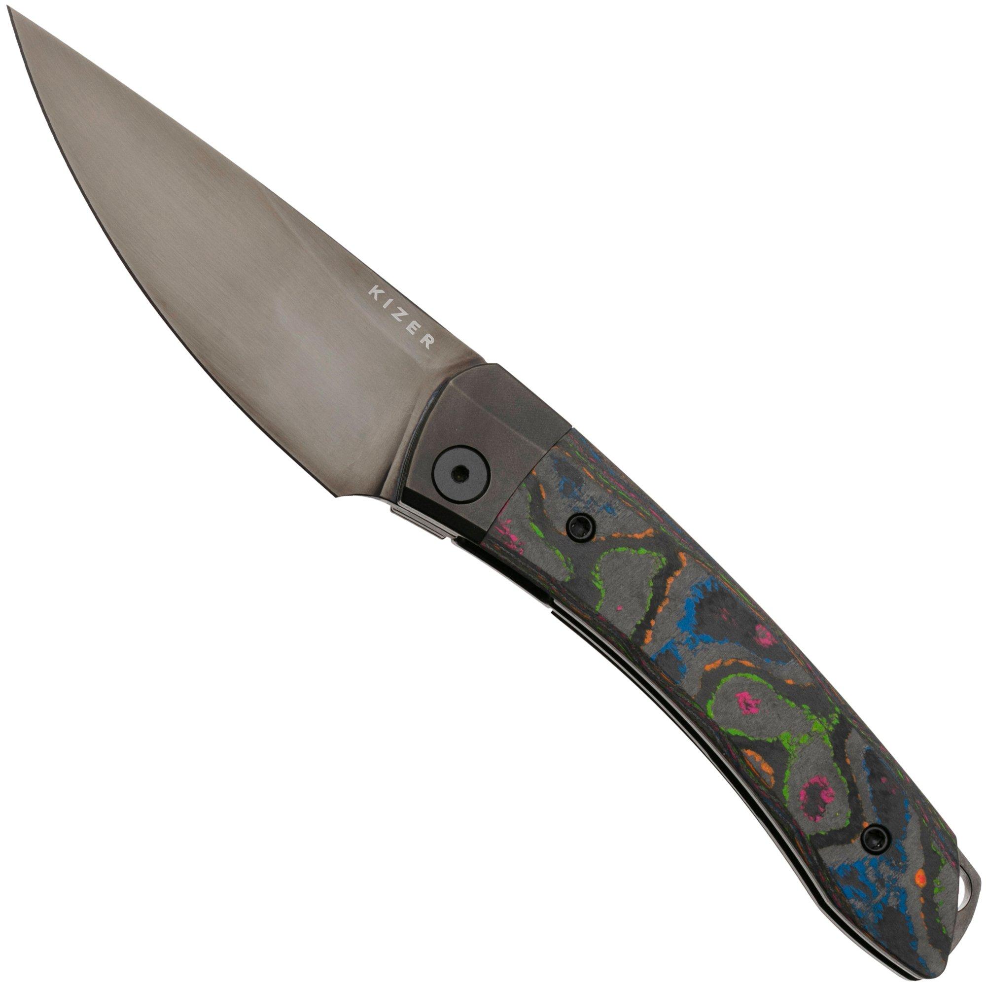 Kizer Mini Momo KI3663A2 Black CPM S35VN, Titanium Camo Carbon 80's, zakmes, Vladimir Legachev design