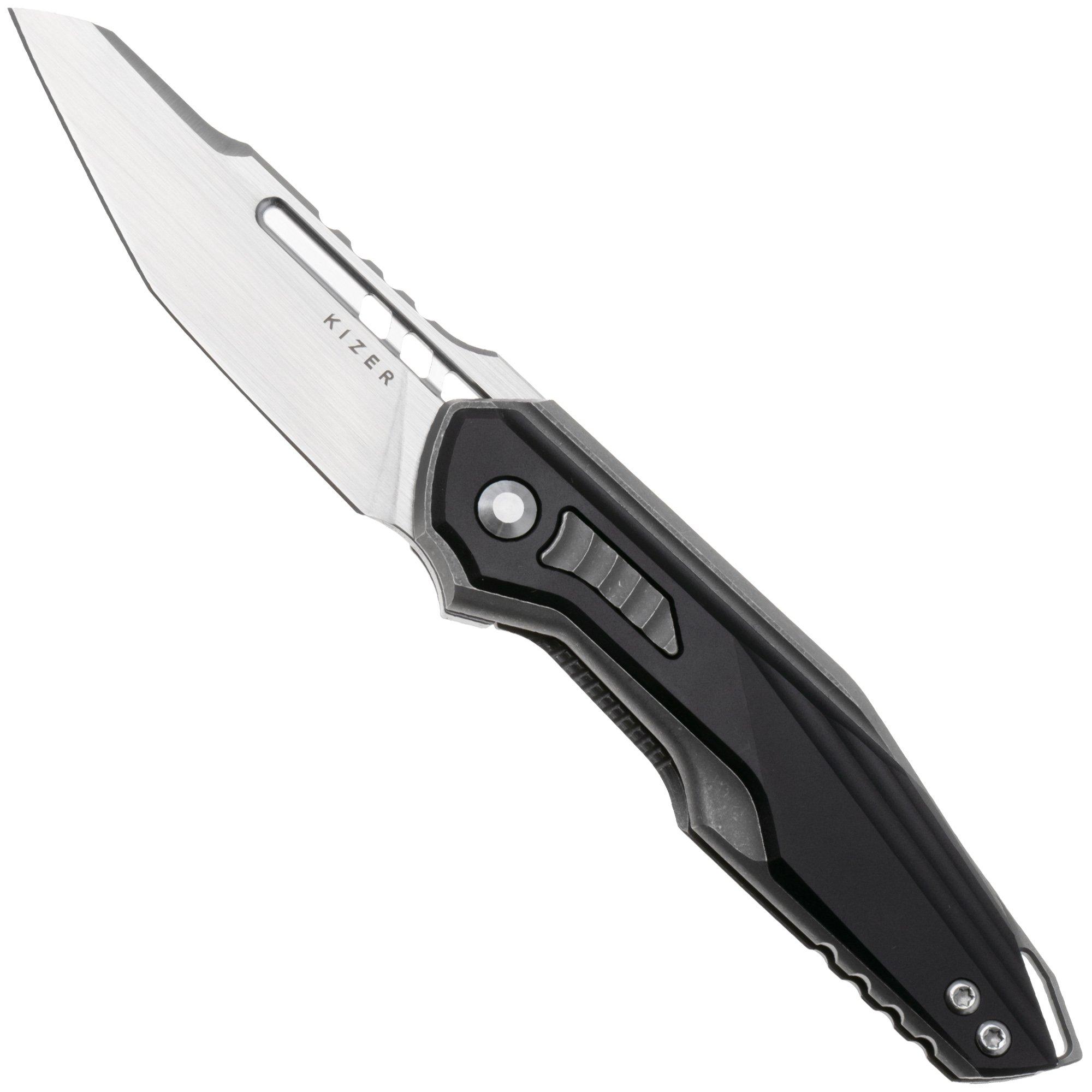 Kizer Zero KI3664A2, Hand Brushed Satin CPM S45VN, Grey Titanium, Black Aluminum zakmes, Maciej Torbé design