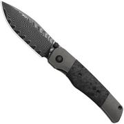 Image for Kizer Coywolf KI3685A1 Acid Washed Damascus, Titanium & Carbon Fiber, pocket knife, Derek Sharon design