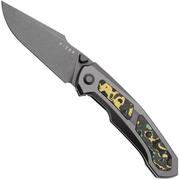 Kizer Feweed KI3694A2 Grey Stonewashed CPM S90V, Titanium Toxic Storm Fat Carbon Inlay, pocket knife