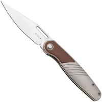 Afbeelding voor Kizer Raze KI3720A2 Bubble Stonewashed S45VN, Titanium Leather Inlay, zakmes, Mark Perez design