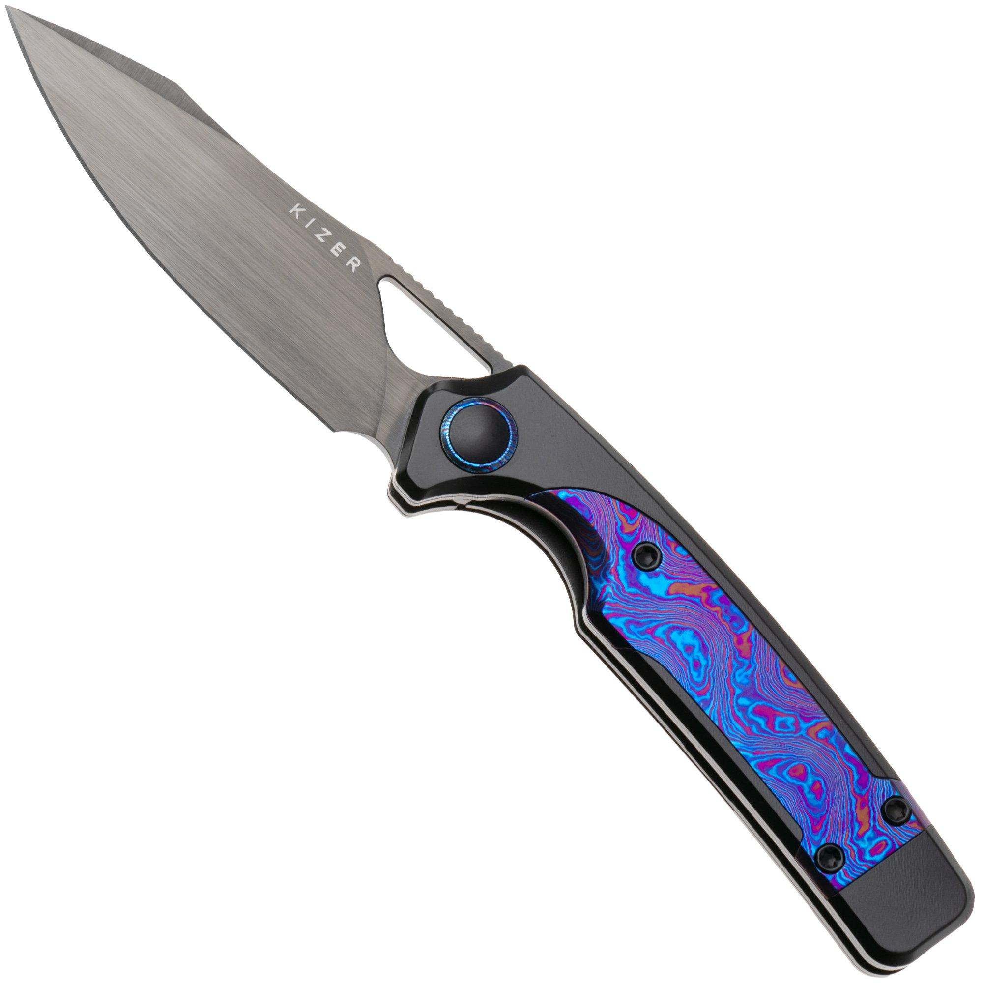 Kizer Ara KI3729A4 Hand Brushed DLC CPM Cruwear, Titanium & Timascus, zakmes, Jonathan Styles and Paul Munko design
