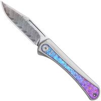 Afbeelding voor Kizer Melody Ki3732A1, Acid-Washed Damascus, Rainbow Aluminum/Crystallized Titanium zakmes, Paul Munko design