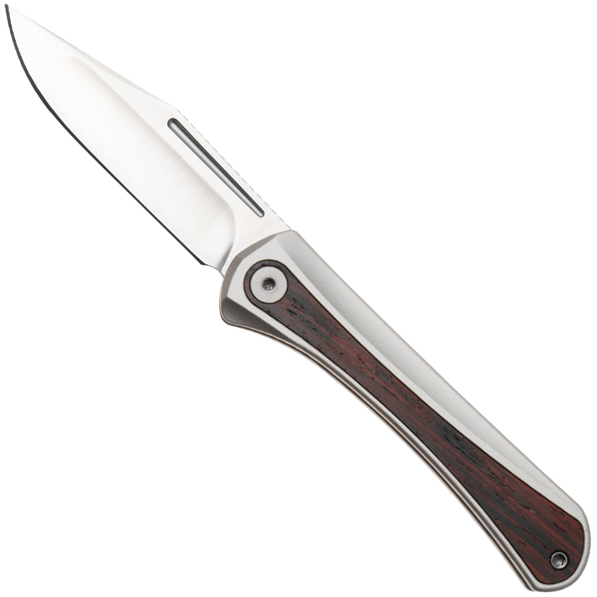 Kizer Melody Ki3732A2, Satin S35VN, Aluminum/Panama Rosewood pocket knife, Paul Munko design