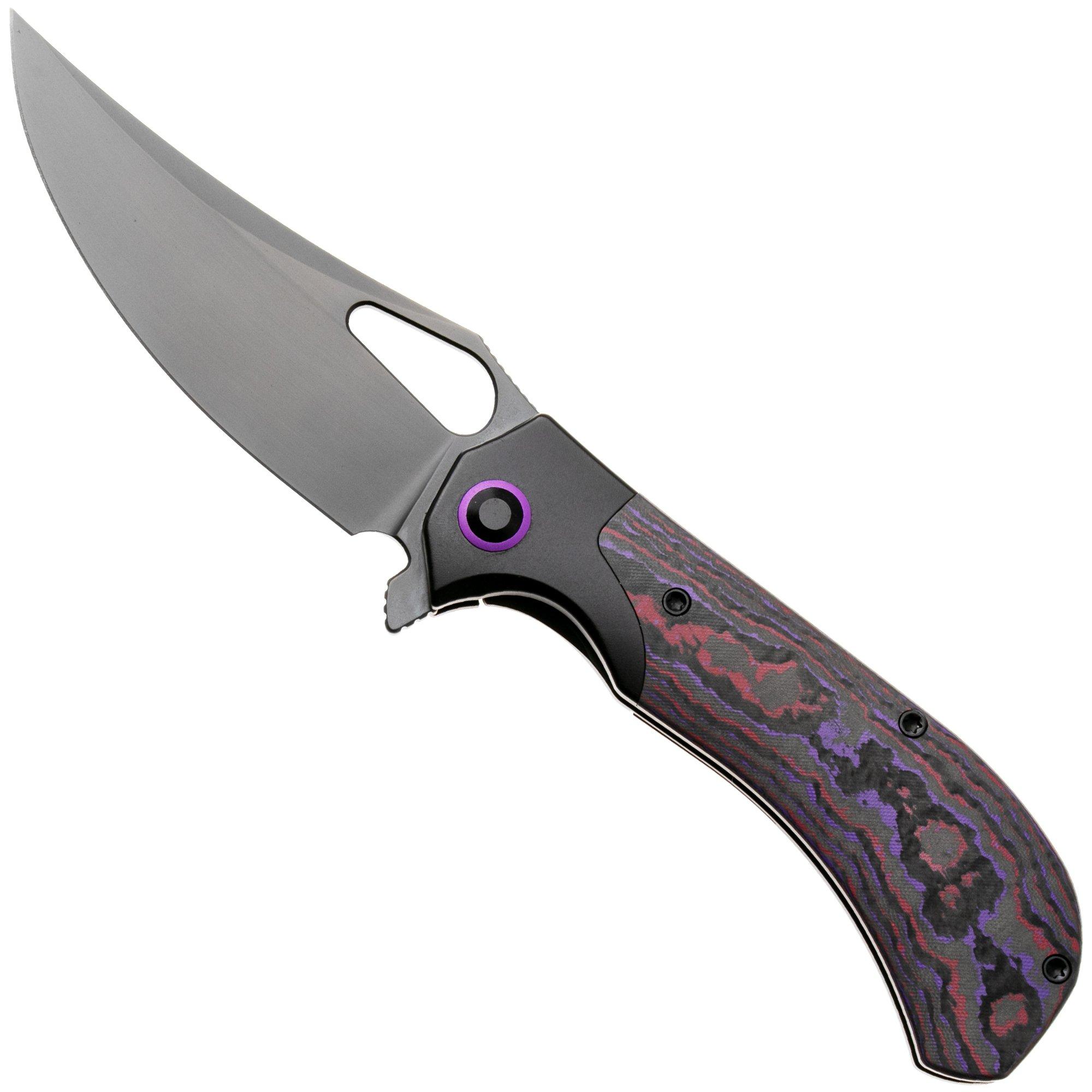 Kizer Cyclone Ki3734A1, Matte DLC Ultra S35VN, Titanium, Purple Haze FatCarbon navalha, James Lowe design