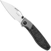 Afbeelding voor Kizer Shrike KI3746A1 Hand Brushed Satin S45VN, Gray Titanium & Carbonfiber, zakmes, Johan Jordaan design