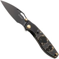 Afbeelding voor Kizer Shrike KI3746A2 Matte DLC S45VN, Titanium & FatCarbon Camo Gold, zakmes, Johan Jordaan design