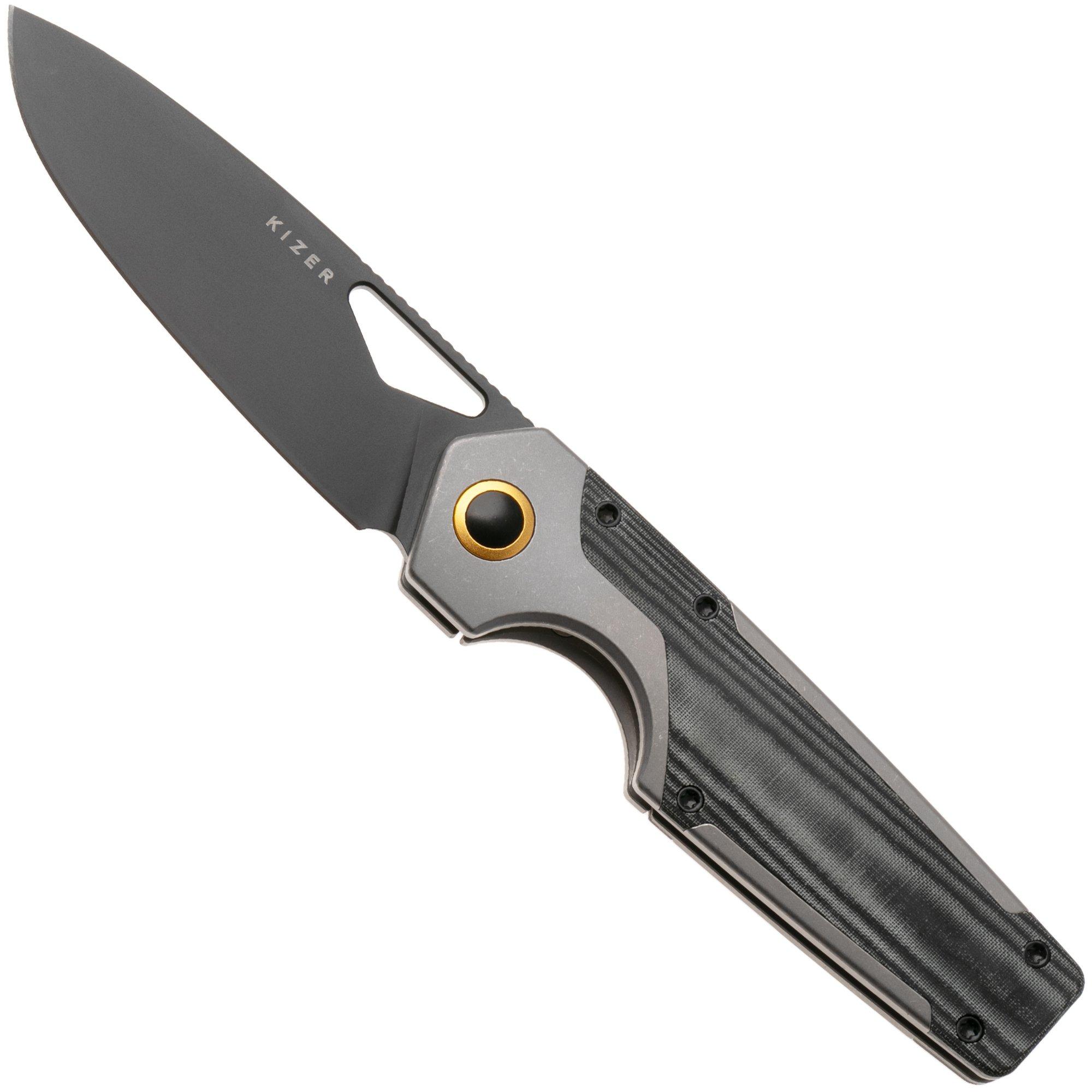 Kizer Serpentine KI3759FDA2 Matte DLC Elmax, Titanium & Micarta Inlays, navaja, diseño de Jonathan Styles