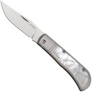 Afbeelding voor Kizer Trestle KI3761A3 Hand Brushed S45VN, Titanium Mother Of Pearl Inlay, zakmes, Azo design