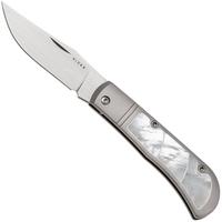Afbeelding voor Kizer Trestle KI3761A3 Hand Brushed S45VN, Titanium Mother Of Pearl Inlay, zakmes, Azo design