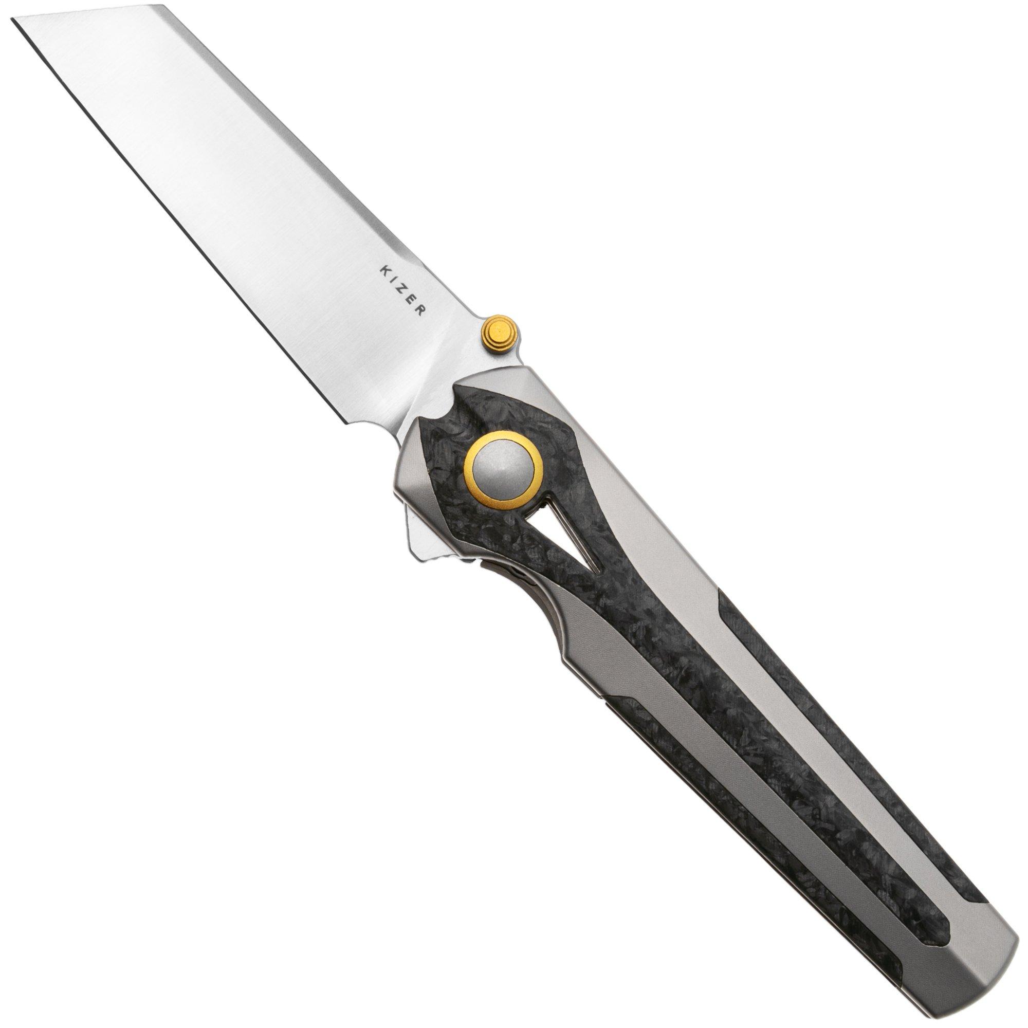 Kizer Staff Ki3795A2, Satin S45VN, Titanium/Carbon Fiber pocket knife, Jonathan Styles design