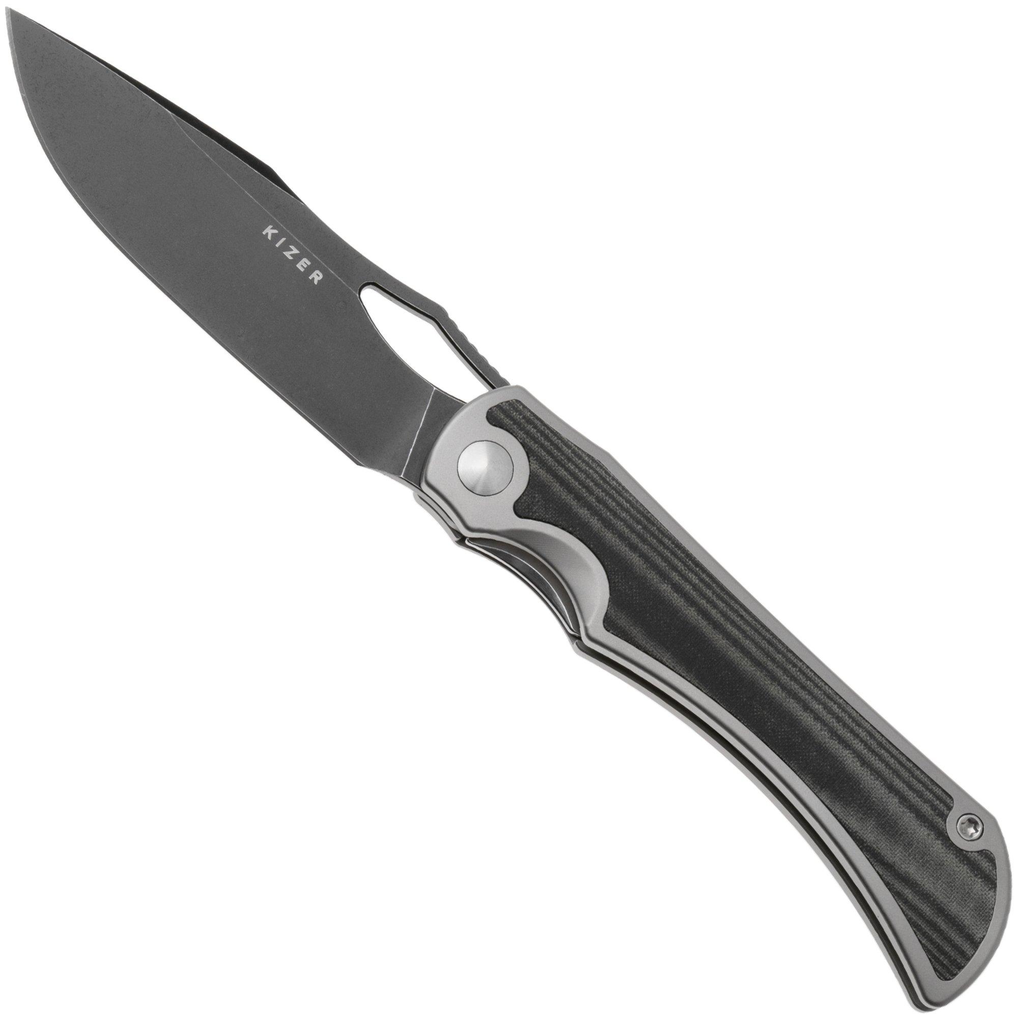 Kizer Allure KI4763LDA2 Blackwashed S45VN, Titanium & Black Norplex UltreX Micarta, couteau de poche, Johan Jordaan design