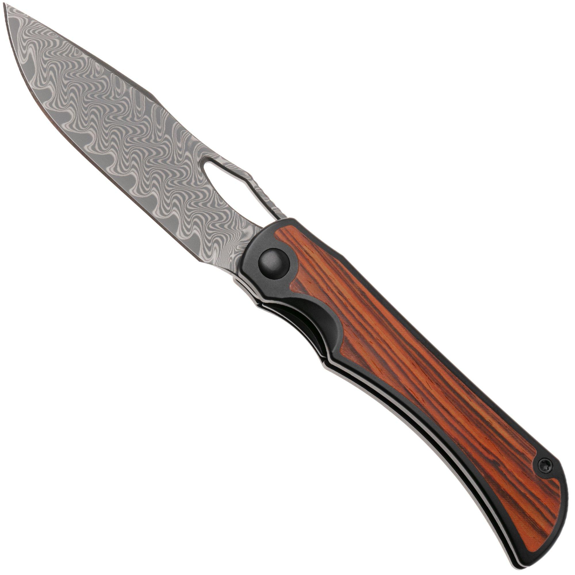 Kizer Allure KI4763LDA3 Acid Washed Damascus, Titanium & Panama Rosewood, zakmes, Johan Jordaan design