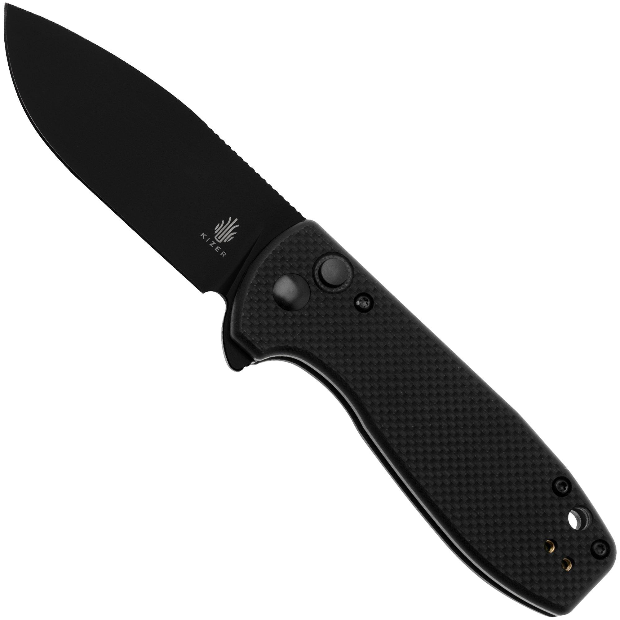 Nóż składany Kizer Amicus L3002A1 Button Lock, Black G10
