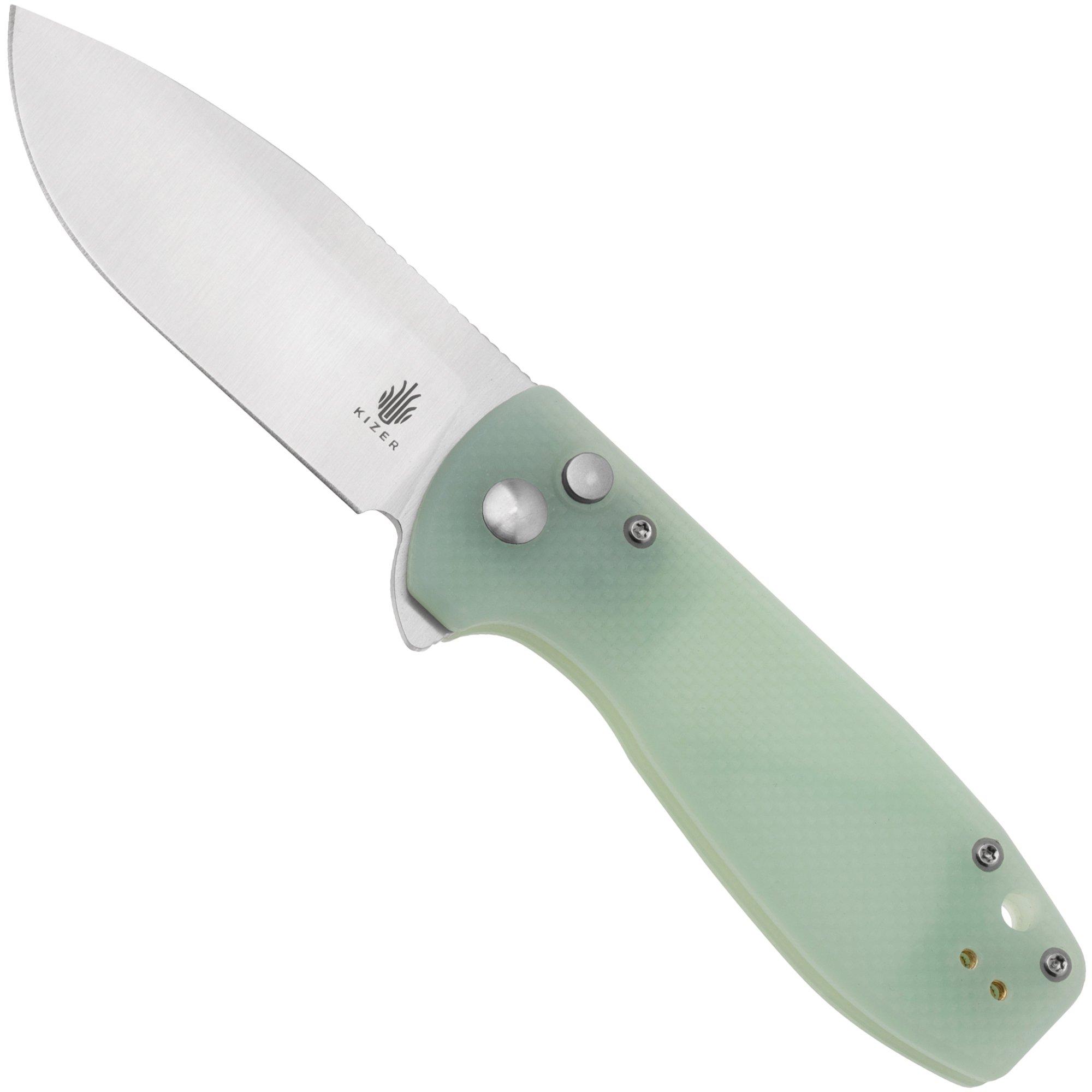 Nóż składany Kizer Amicus L3002A2 Button Lock, Jade G10