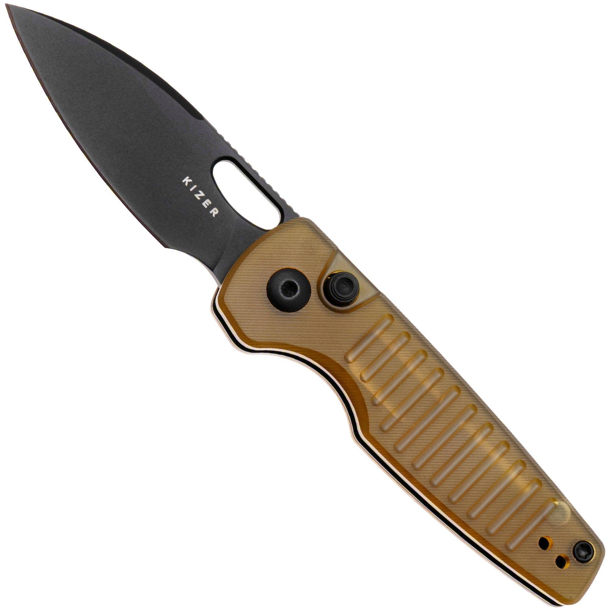 Kizer Parakeet V2706A1 Black PVD Nitro-V, Yellow PEI, pocket knife, Johan Jordaan design