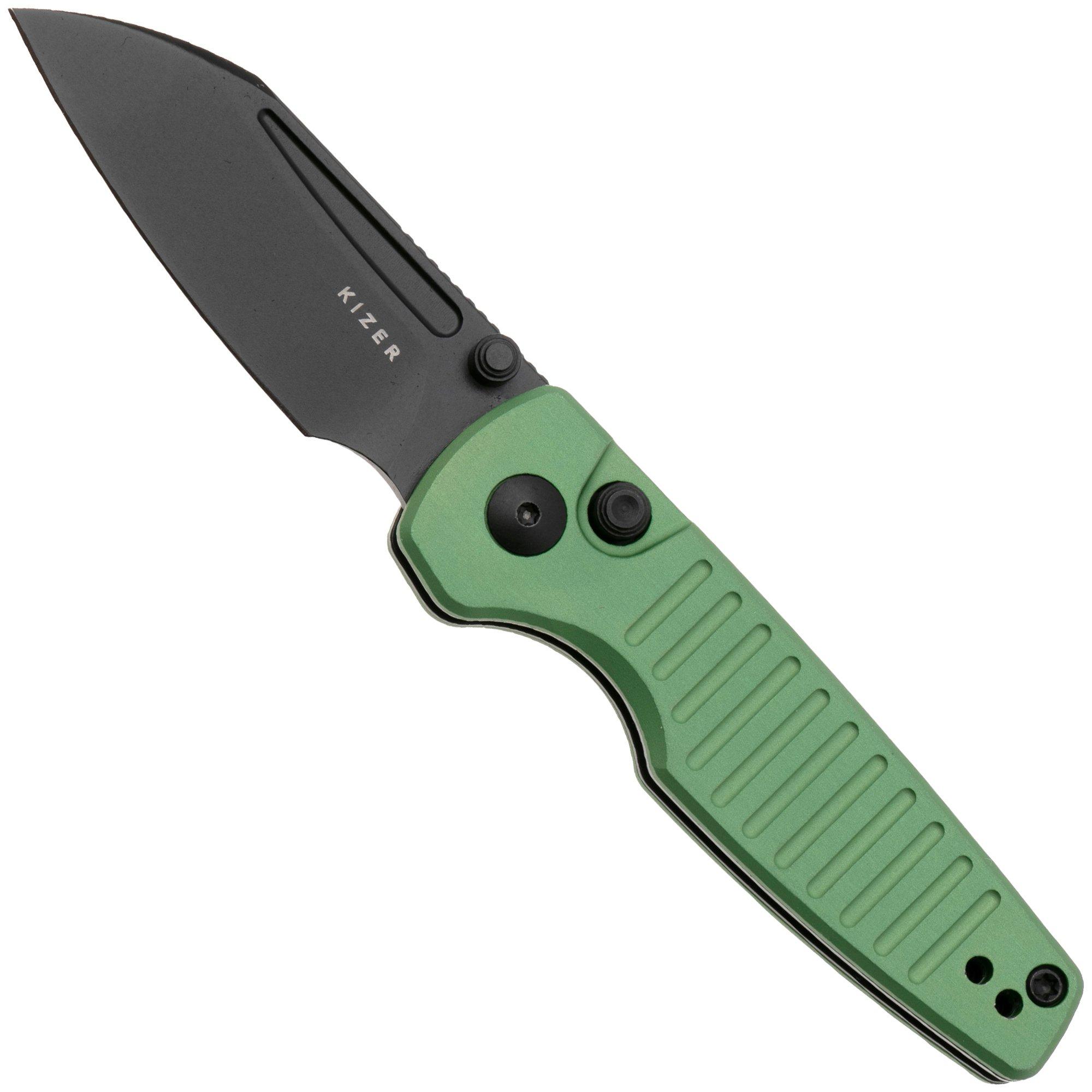 Kizer Parakeet V2706A5 Black PVD Nitro-V, Green Aluminum, pocket knife