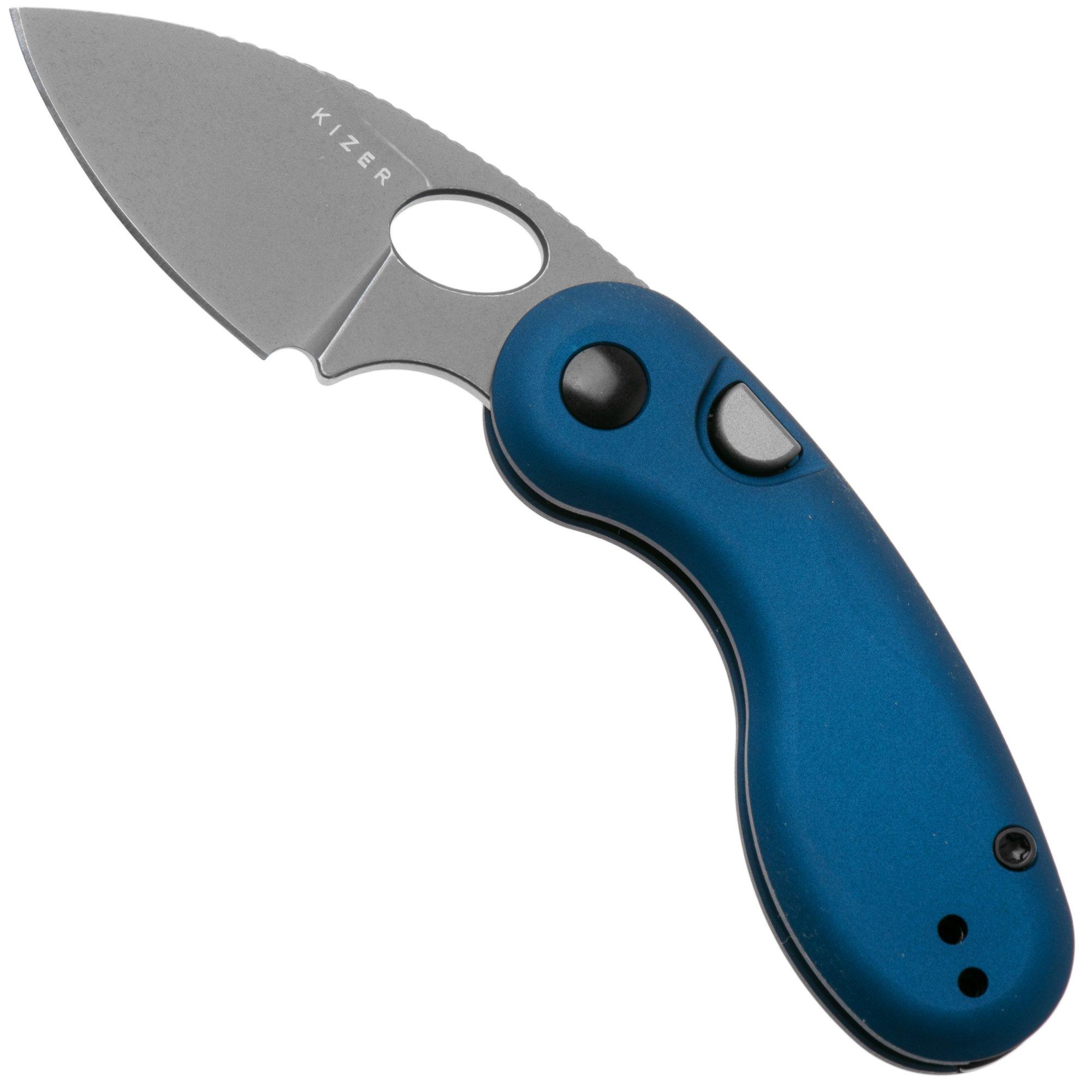 Nóż składany Kizer Microbe V2742A1 Gray Stonewashed, Blue Aluminum, projekt Maksim Epifantsev