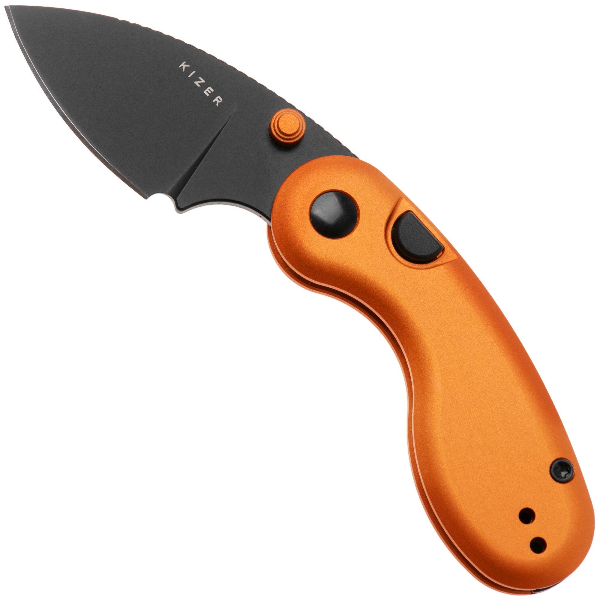 Kizer Microbe V2742A3 Black PVD, Orange Aluminum, pocket knife, Maksim Epifantsev design