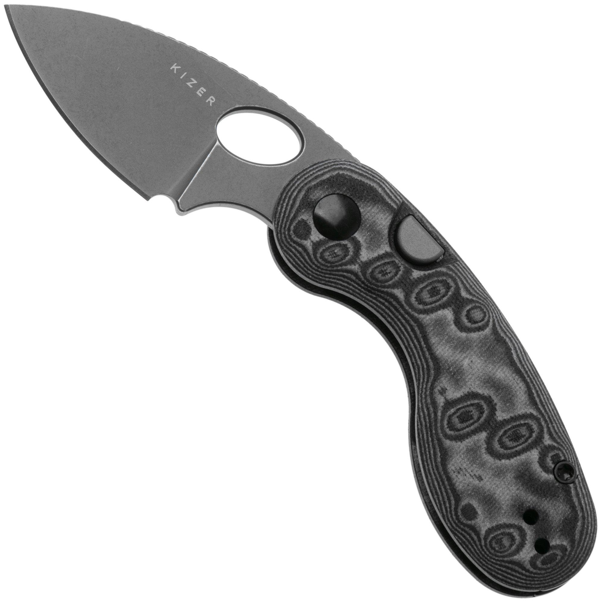 Kizer Microbe V2742A5 Gray Stonewashed, Vortex Micarta, pocket knife, Maksim Epifantsev design